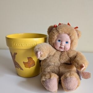 Plush Bear Doll with Yellow Pot